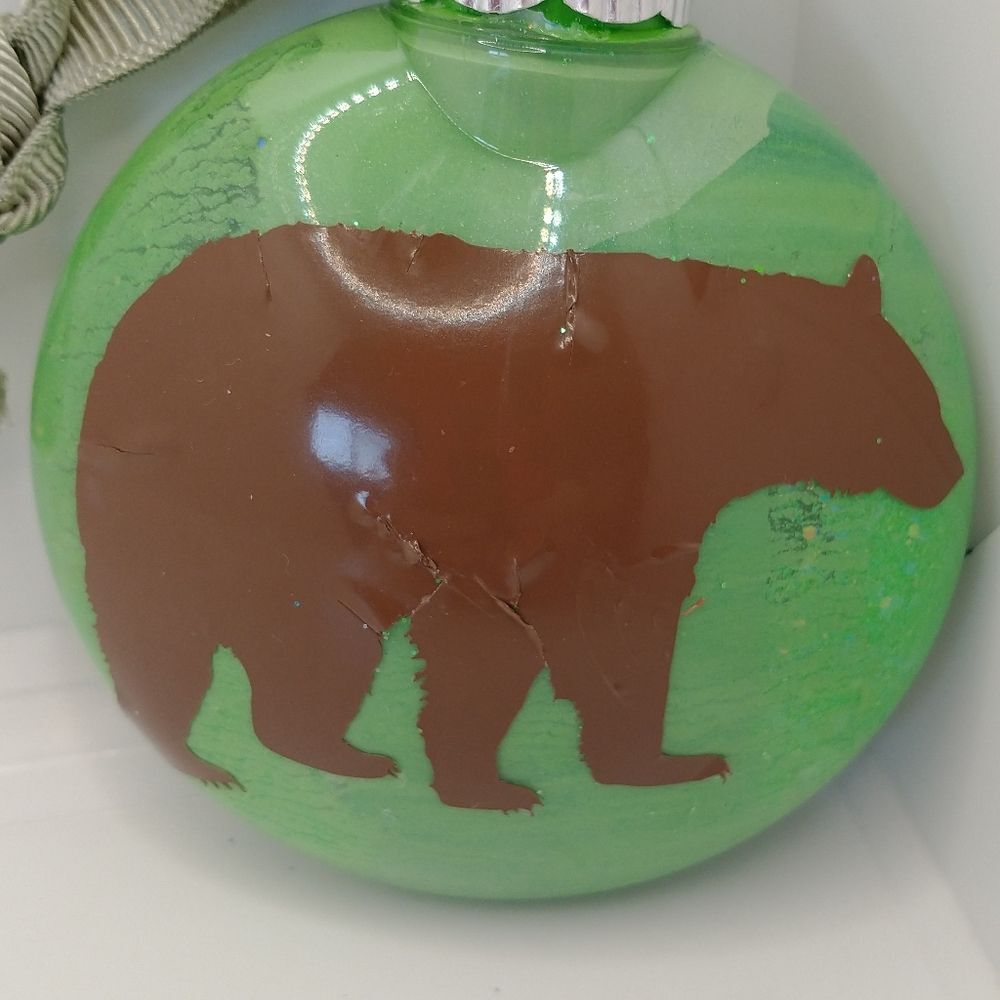 Handcrafted Bear Christmas Ornament Plastic Bulb Holiday Tree Decor 3"